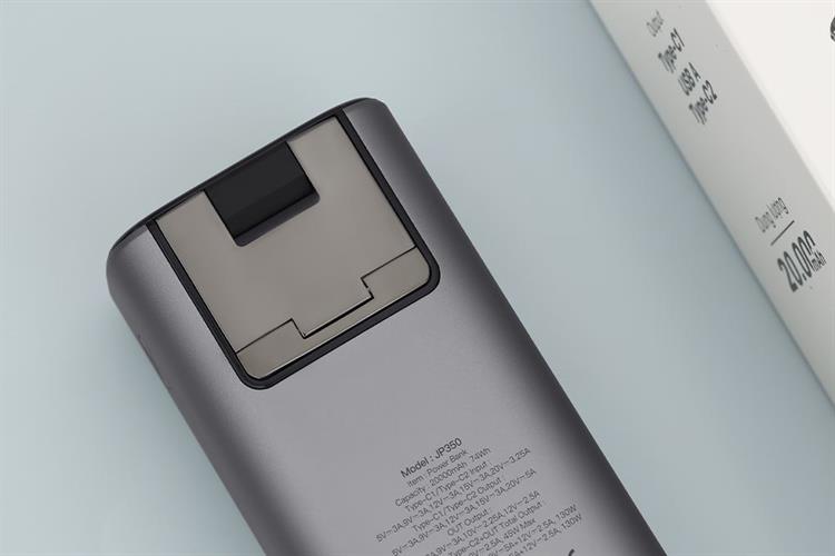 Pin sạc dự phòng 20000mAh Type C PD QC 3.0 130W Xmobile TFT JP350 kèm Cáp Dây Rút Type C Màu Xám