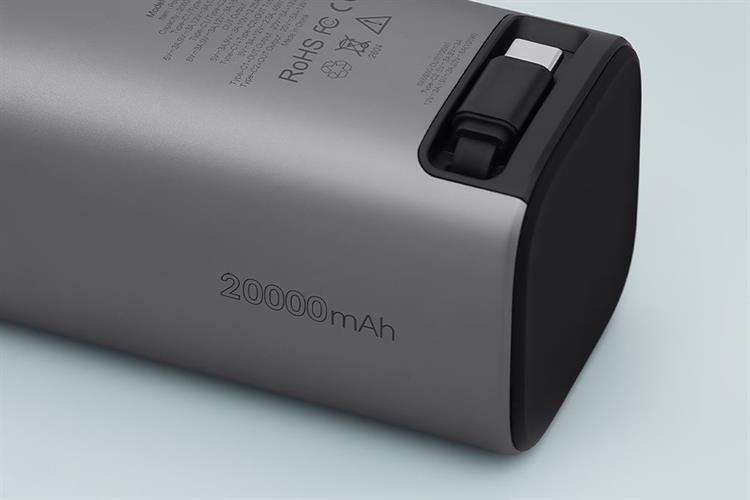Pin sạc dự phòng 20000mAh Type C PD QC 3.0 130W Xmobile TFT JP350 kèm Cáp Dây Rút Type C Màu Xám