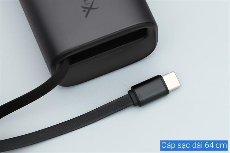 Pin sạc dự phòng 20000mAh Type C PD QC 3.0 165W Xmobile TFT JP365 kèm Cáp Dây Rút Type C Màu Xám