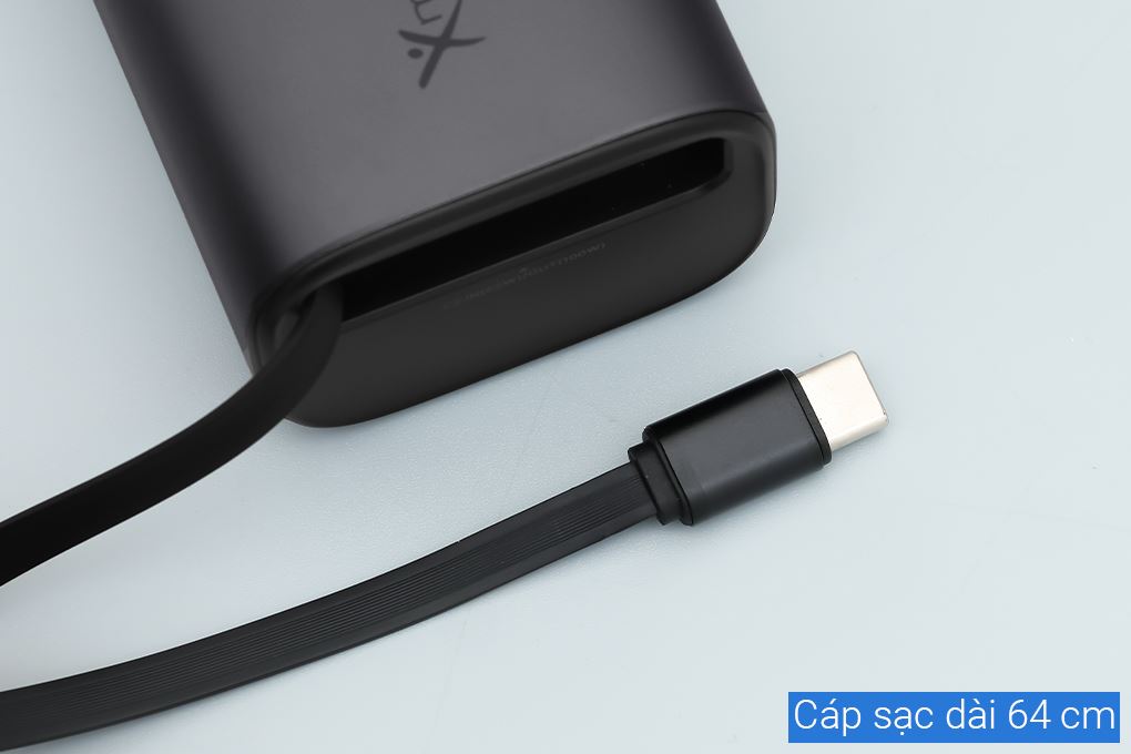 Pin sạc dự phòng 20000mAh Type C PD QC 3.0 165W Xmobile TFT JP365 kèm Cáp Dây Rút Type C Màu Xám