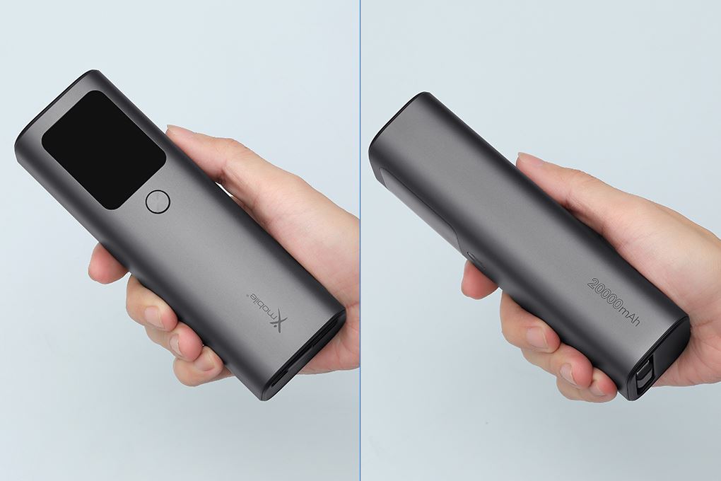 Pin sạc dự phòng 20000mAh Type C PD QC 3.0 165W Xmobile TFT JP365 kèm Cáp Dây Rút Type C Màu Xám