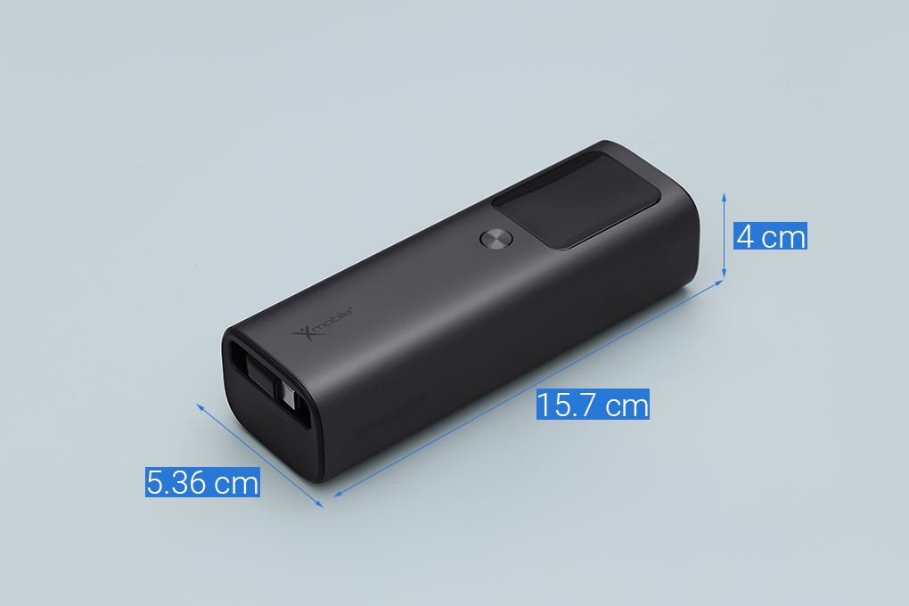 Pin sạc dự phòng 20000mAh Type C PD QC 3.0 165W Xmobile TFT JP365 kèm Cáp Dây Rút Type C Màu Xám