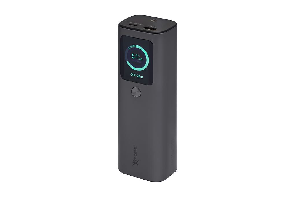 Pin sạc dự phòng 20000mAh Type C PD QC 3.0 165W Xmobile TFT JP365 kèm Cáp Dây Rút Type C Màu Xám