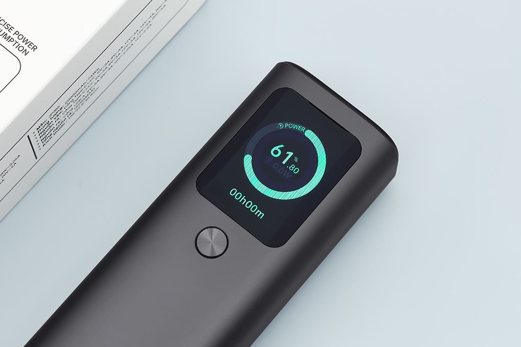 Pin sạc dự phòng 20000mAh Type C PD QC 3.0 165W Xmobile TFT JP365 kèm Cáp Dây Rút Type C Màu Xám