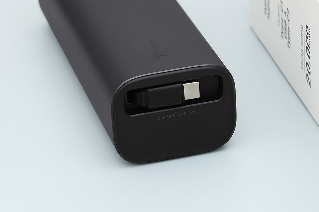 Pin sạc dự phòng 20000mAh Type C PD QC 3.0 165W Xmobile TFT JP365 kèm Cáp Dây Rút Type C Màu Xám