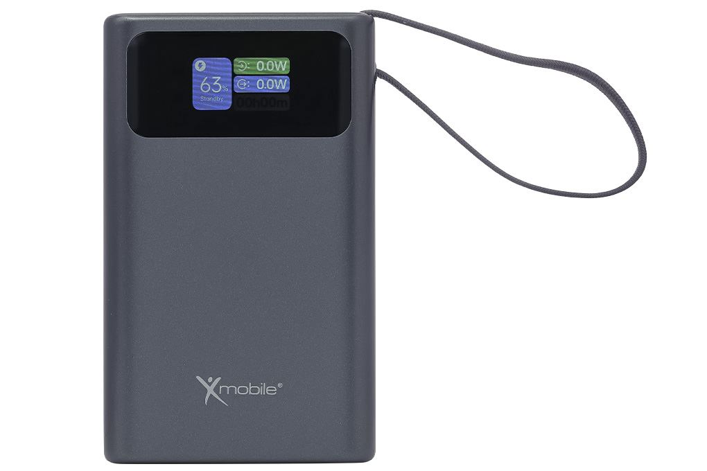 Pin sạc dự phòng Polymer 20000mAh Type C PD QC 3.0 45W Xmobile TFT JP366 kèm Cáp Type C Màu Xám