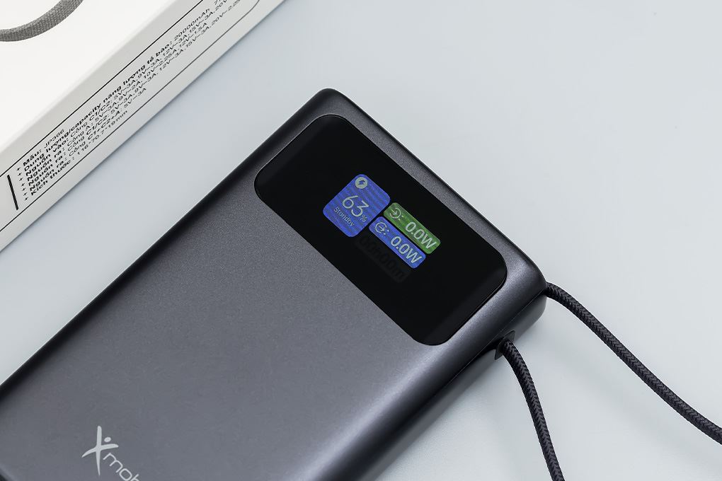 Pin sạc dự phòng Polymer 20000mAh Type C PD QC 3.0 45W Xmobile TFT JP366 kèm Cáp Type C Màu Xám