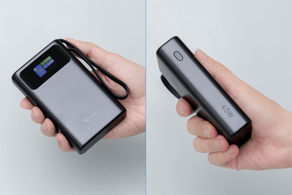 Pin sạc dự phòng Polymer 20000mAh Type C PD QC 3.0 45W Xmobile TFT JP366 kèm Cáp Type C Màu Xám