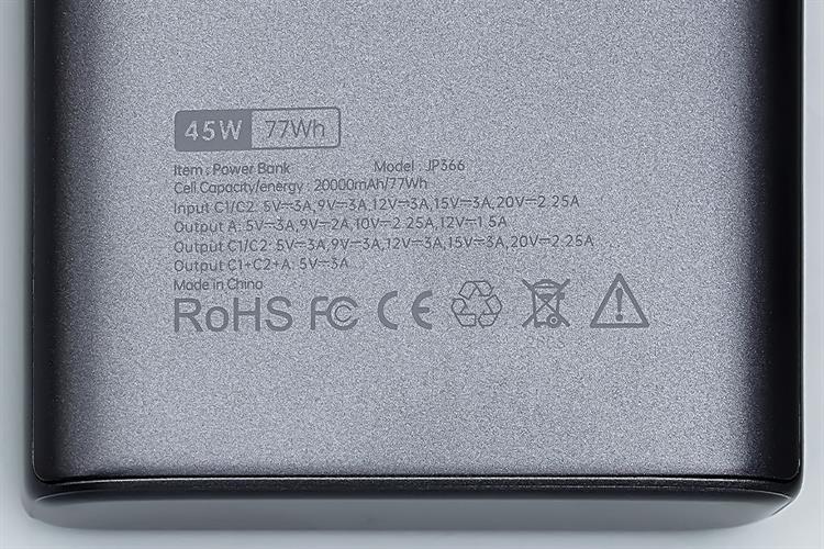 Pin sạc dự phòng Polymer 20000mAh Type C PD QC 3.0 45W Xmobile TFT JP366 kèm Cáp Type C Màu Xám