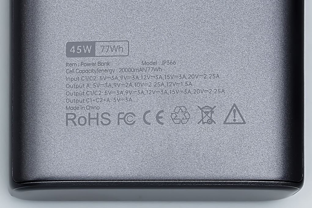 Pin sạc dự phòng Polymer 20000mAh Type C PD QC 3.0 45W Xmobile TFT JP366 kèm Cáp Type C Màu Xám