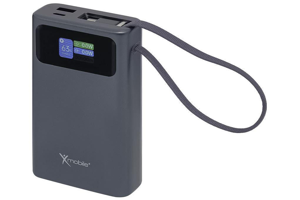 Pin sạc dự phòng Polymer 20000mAh Type C PD QC 3.0 45W Xmobile TFT JP366 kèm Cáp Type C Màu Xám