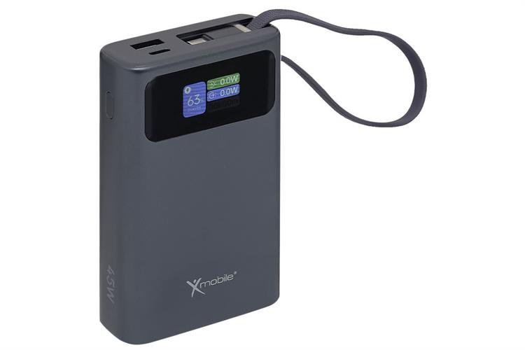 Pin sạc dự phòng Polymer 20000mAh Type C PD QC 3.0 45W Xmobile TFT JP366 kèm Cáp Type C Màu Xám