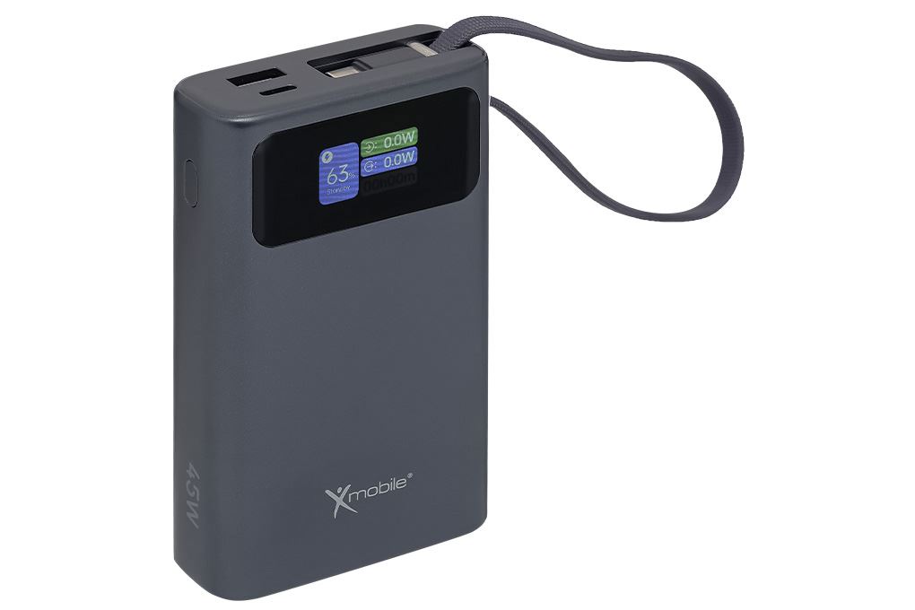Pin sạc dự phòng Polymer 20000mAh Type C PD QC 3.0 45W Xmobile TFT JP366 kèm Cáp Type C Màu Xám