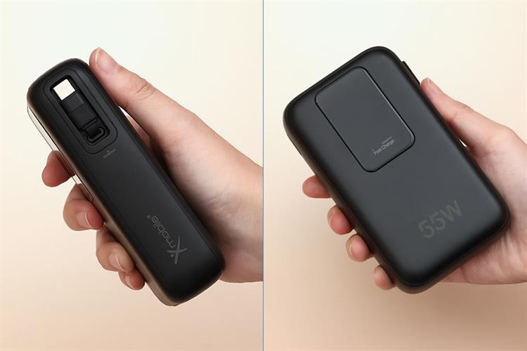 Pin sạc dự phòng Polymer 20000mAh Type C PD QC 3.0 55W Xmobile JP367 kèm Cáp dây rút Type C Màu Đen