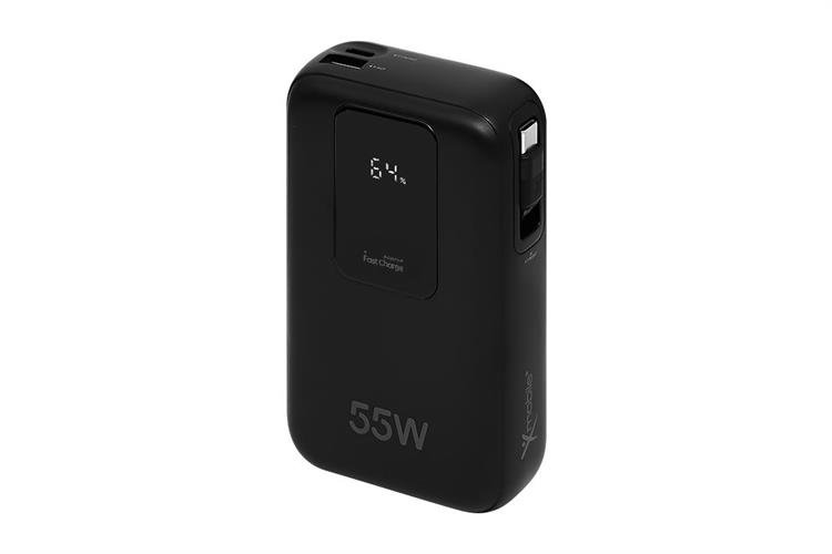 Pin sạc dự phòng Polymer 20000mAh Type C PD QC 3.0 55W Xmobile JP367 kèm Cáp dây rút Type C Màu Đen