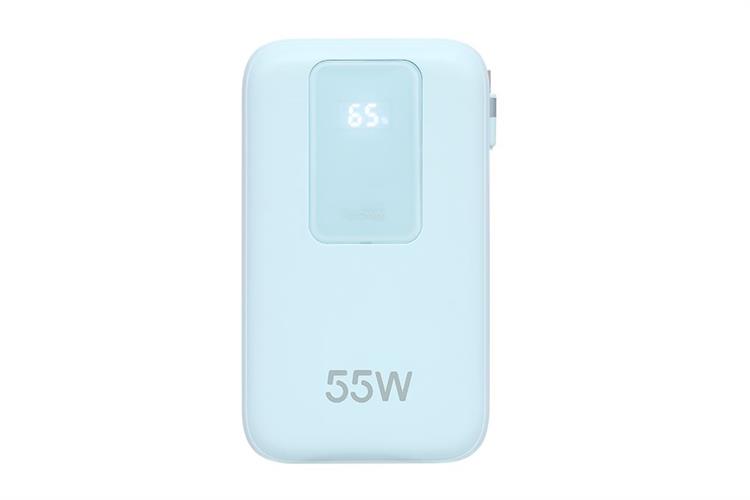 Pin sạc dự phòng Polymer 20000mAh Type C PD QC 3.0 55W Xmobile JP367 kèm Cáp dây rút Type C Màu Xanh Dương