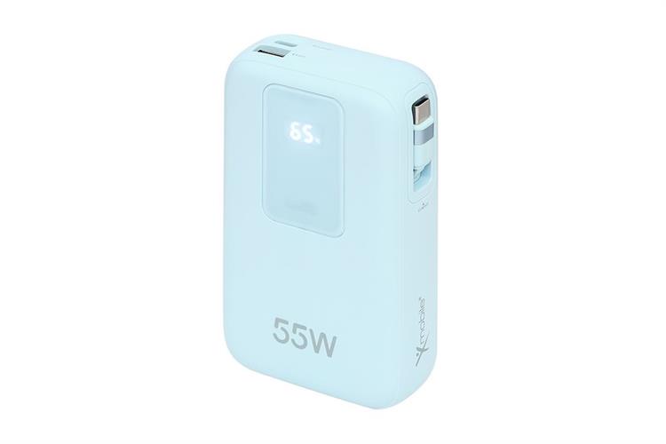 Pin sạc dự phòng Polymer 20000mAh Type C PD QC 3.0 55W Xmobile JP367 kèm Cáp dây rút Type C Màu Xanh Dương