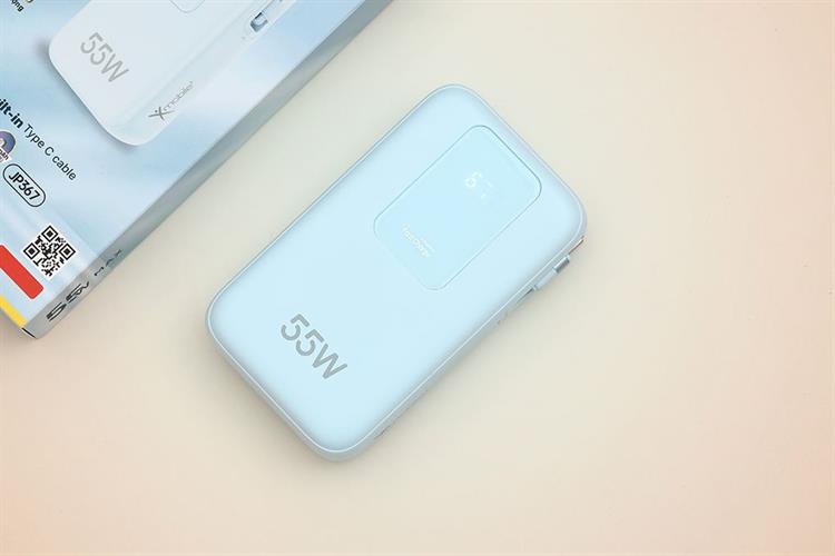 Pin sạc dự phòng Polymer 20000mAh Type C PD QC 3.0 55W Xmobile JP367 kèm Cáp dây rút Type C Màu Xanh Dương