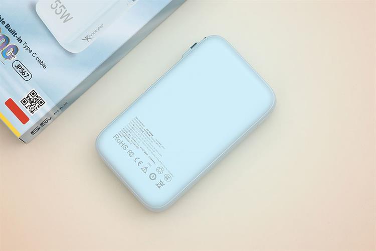 Pin sạc dự phòng Polymer 20000mAh Type C PD QC 3.0 55W Xmobile JP367 kèm Cáp dây rút Type C Màu Xanh Dương