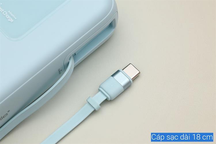 Pin sạc dự phòng Polymer 20000mAh Type C PD QC 3.0 55W Xmobile JP367 kèm Cáp dây rút Type C Màu Xanh Dương