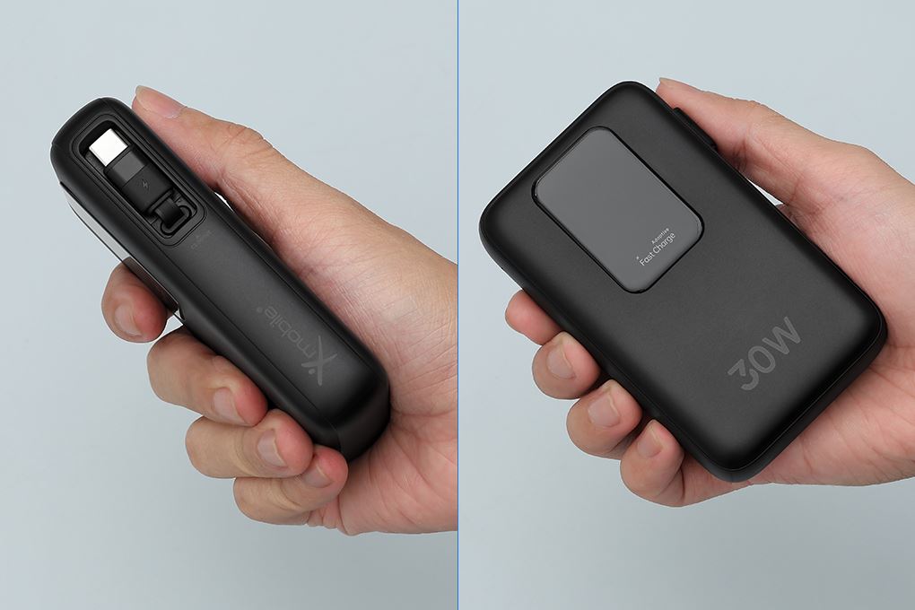Pin sạc dự phòng Polymer 10000mAh Type C PD QC 3.0 30W Xmobile JP380 kèm Cáp dây rút Type C Màu Đen