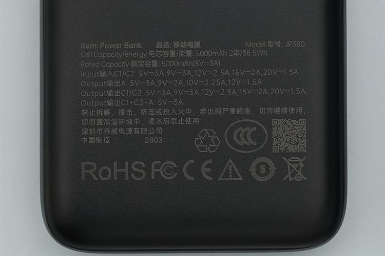Pin sạc dự phòng Polymer 10000mAh Type C PD QC 3.0 30W Xmobile JP380 kèm Cáp dây rút Type C Màu Đen