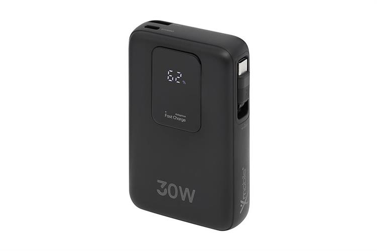 Pin sạc dự phòng Polymer 10000mAh Type C PD QC 3.0 30W Xmobile JP380 kèm Cáp dây rút Type C Màu Đen