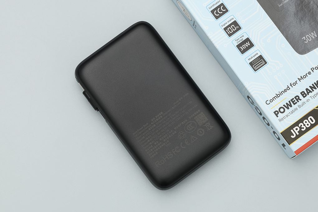 Pin sạc dự phòng Polymer 10000mAh Type C PD QC 3.0 30W Xmobile JP380 kèm Cáp dây rút Type C Màu Đen