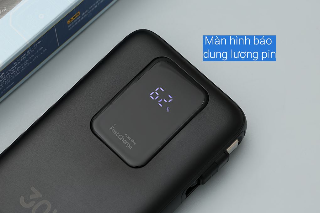 Pin sạc dự phòng Polymer 10000mAh Type C PD QC 3.0 30W Xmobile JP380 kèm Cáp dây rút Type C Màu Đen