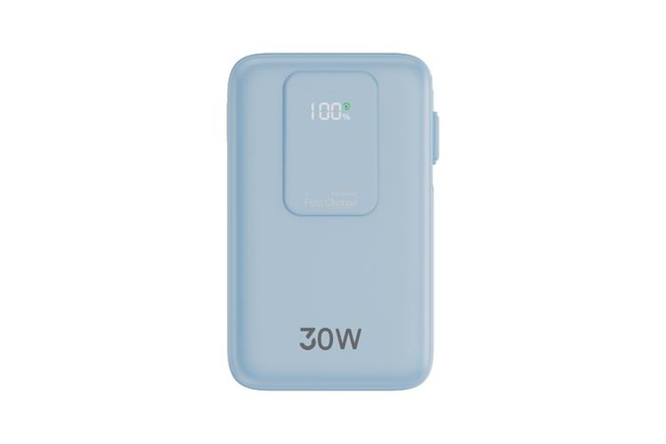 Pin sạc dự phòng Polymer 10000mAh Type C PD QC 3.0 30W Xmobile JP380 kèm Cáp dây rút Type C Màu Xanh Dương