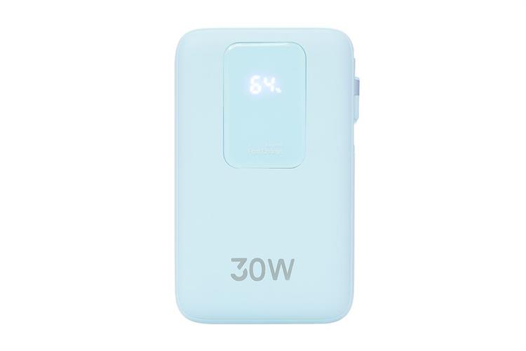 Pin sạc dự phòng Polymer 10000mAh Type C PD QC 3.0 30W Xmobile JP380 kèm Cáp dây rút Type C Màu Xanh Dương