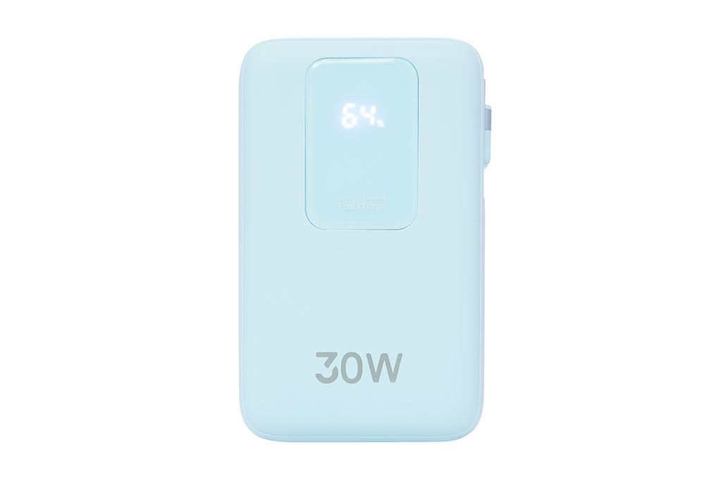 Pin sạc dự phòng Polymer 10000mAh Type C PD QC 3.0 30W Xmobile JP380 kèm Cáp dây rút Type C Màu Xanh Dương