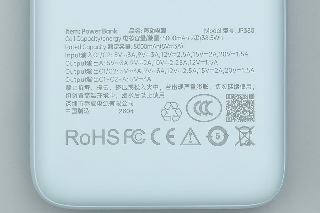Pin sạc dự phòng Polymer 10000mAh Type C PD QC 3.0 30W Xmobile JP380 kèm Cáp dây rút Type C Màu Xanh Dương