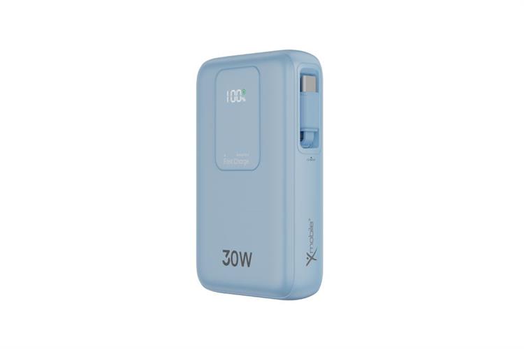 Pin sạc dự phòng Polymer 10000mAh Type C PD QC 3.0 30W Xmobile JP380 kèm Cáp dây rút Type C Màu Xanh Dương