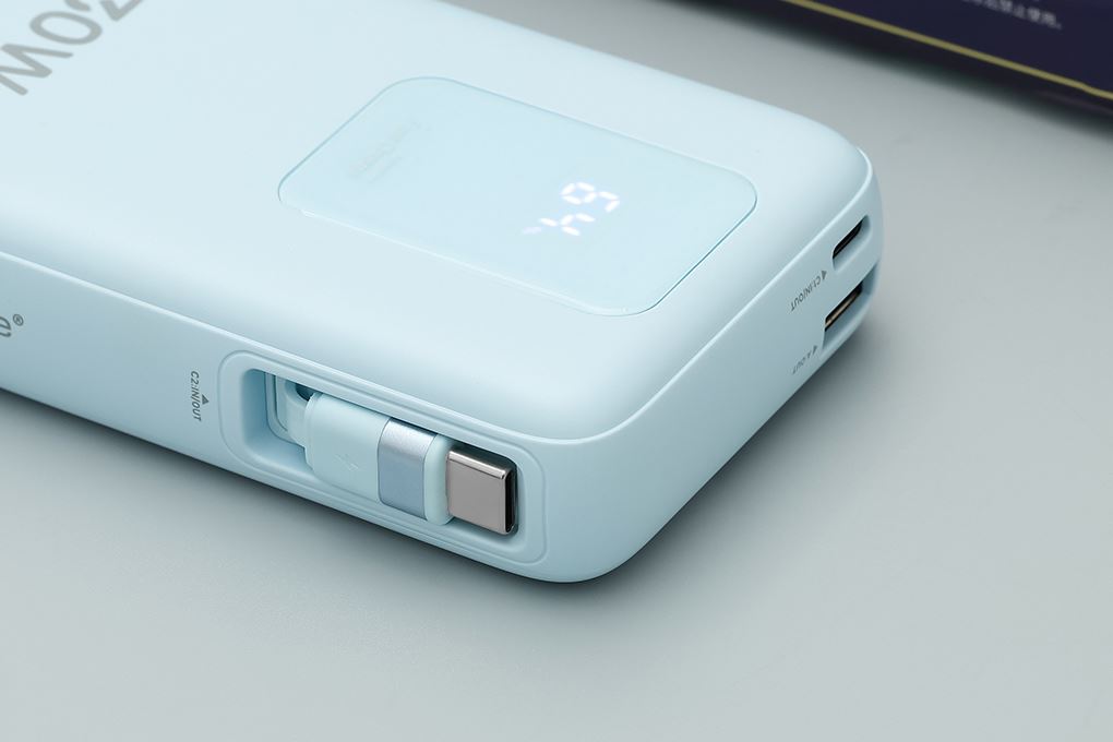 Pin sạc dự phòng Polymer 10000mAh Type C PD QC 3.0 30W Xmobile JP380 kèm Cáp dây rút Type C Màu Xanh Dương