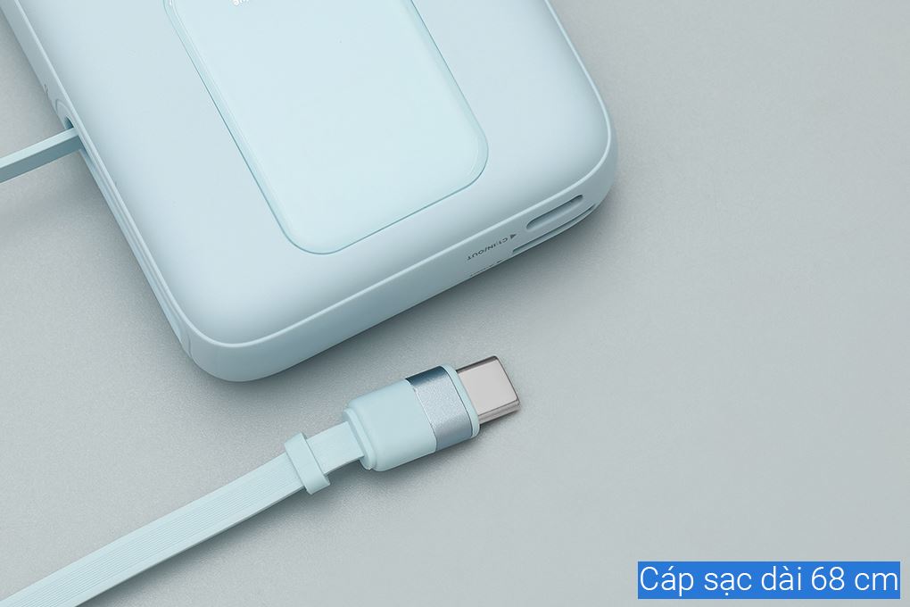Pin sạc dự phòng Polymer 10000mAh Type C PD QC 3.0 30W Xmobile JP380 kèm Cáp dây rút Type C Màu Xanh Dương