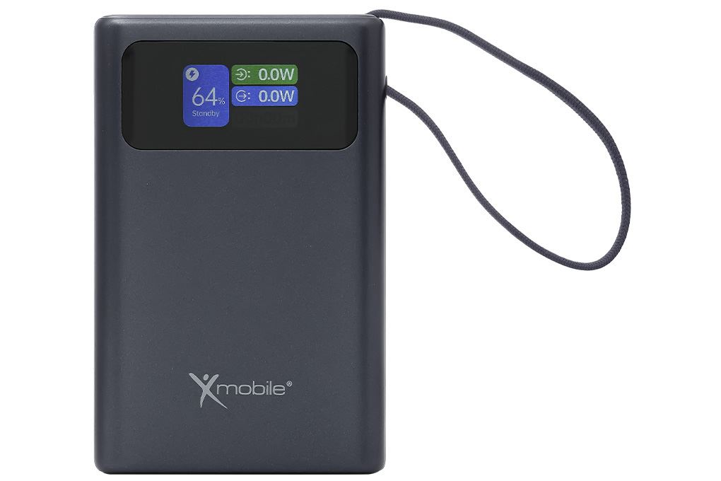 Pin sạc dự phòng Polymer 10000mAh Type C PD QC 3.0 45W Xmobile TFT JP381 kèm Cáp Type C Màu Xám