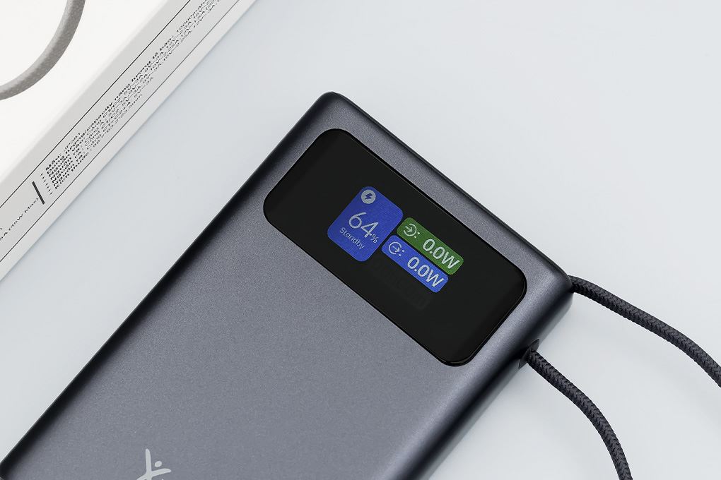 Pin sạc dự phòng Polymer 10000mAh Type C PD QC 3.0 45W Xmobile TFT JP381 kèm Cáp Type C Màu Xám