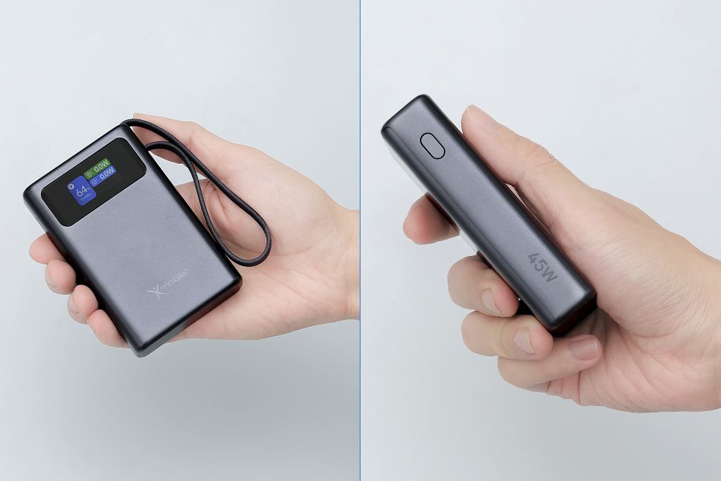 Pin sạc dự phòng Polymer 10000mAh Type C PD QC 3.0 45W Xmobile TFT JP381 kèm Cáp Type C Màu Xám