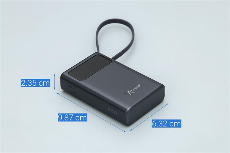Pin sạc dự phòng Polymer 10000mAh Type C PD QC 3.0 45W Xmobile TFT JP381 kèm Cáp Type C Màu Xám