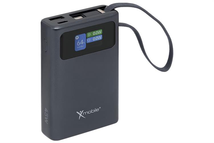 Pin sạc dự phòng Polymer 10000mAh Type C PD QC 3.0 45W Xmobile TFT JP381 kèm Cáp Type C Màu Xám