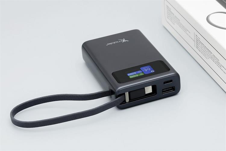 Pin sạc dự phòng Polymer 10000mAh Type C PD QC 3.0 45W Xmobile TFT JP381 kèm Cáp Type C Màu Xám