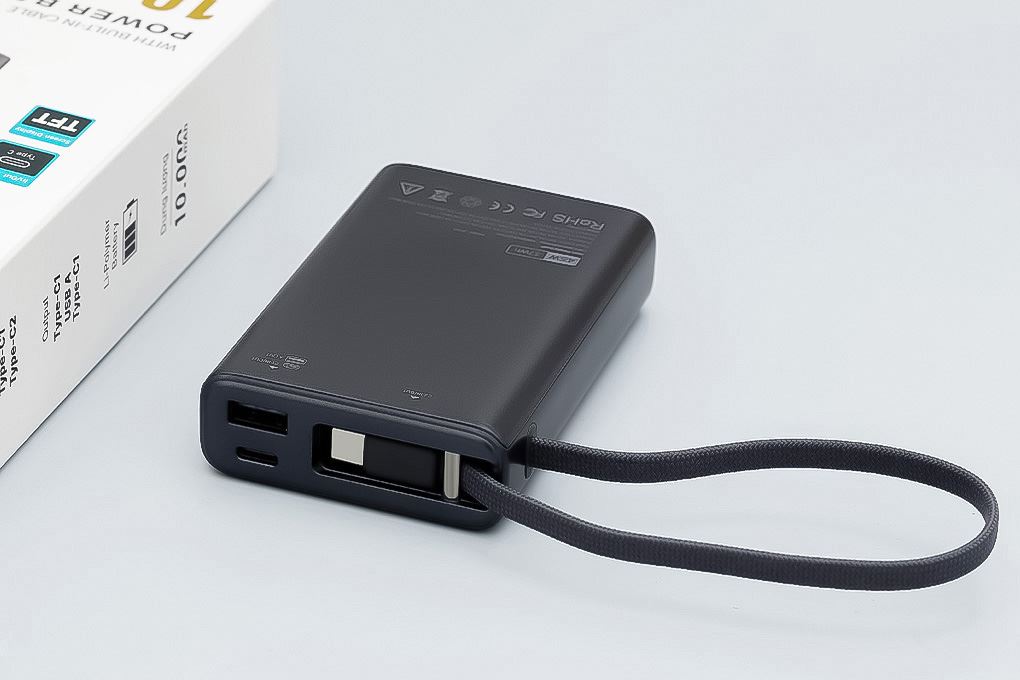 Pin sạc dự phòng Polymer 10000mAh Type C PD QC 3.0 45W Xmobile TFT JP381 kèm Cáp Type C Màu Xám