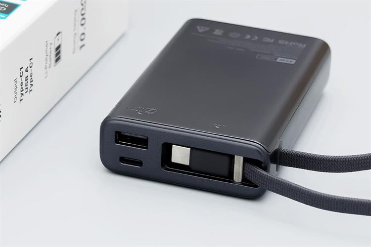Pin sạc dự phòng Polymer 10000mAh Type C PD QC 3.0 45W Xmobile TFT JP381 kèm Cáp Type C Màu Xám