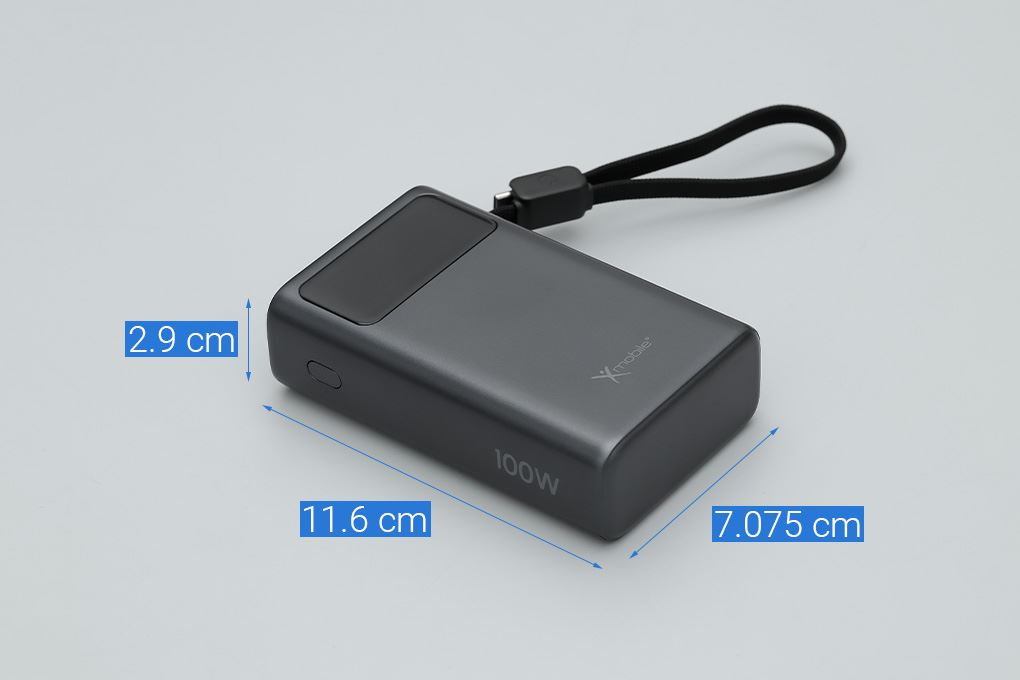 Pin sạc dự phòng Polymer 20000mAh Type C PD QC 3.0 100W Xmobile TFT JP392 kèm Cáp Type C Màu Xám