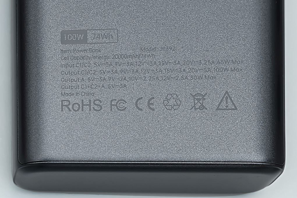 Pin sạc dự phòng Polymer 20000mAh Type C PD QC 3.0 100W Xmobile TFT JP392 kèm Cáp Type C Màu Xám