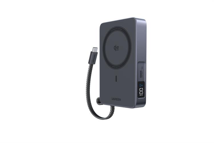 Pin sạc dự phòng Polymer 10000mAh Không dây Magnetic Qi2.2 Type C PD 30W Ugreen PB773 kèm Cáp Type C Màu Đen