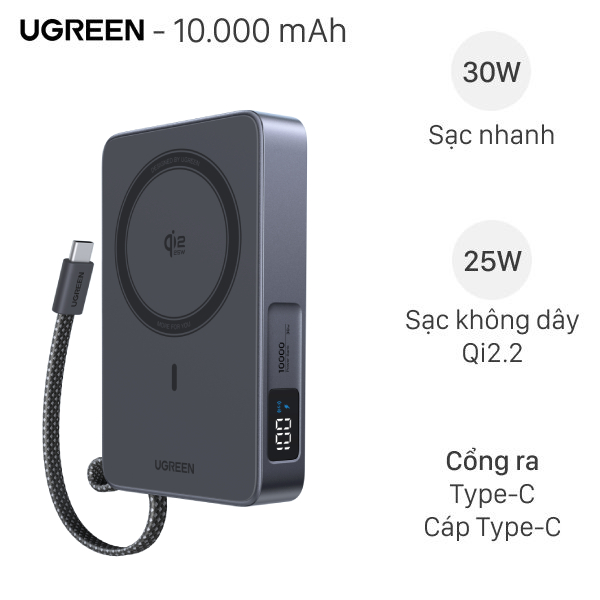 Ugreen 30W PB773 kèm Cáp Type C