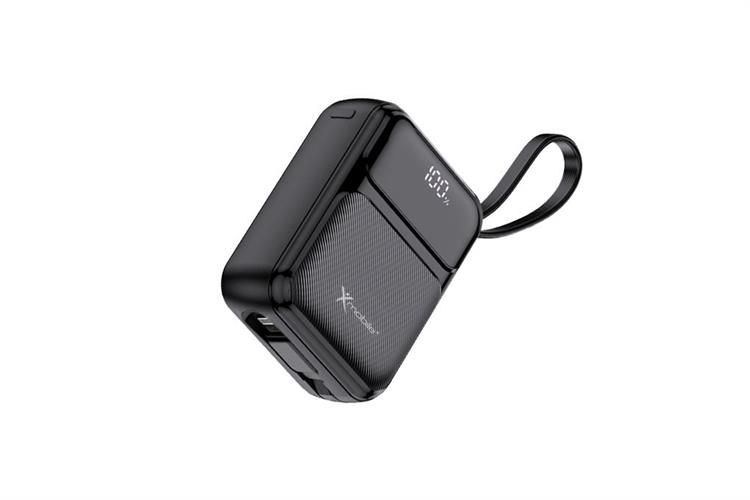 Pin sạc dự phòng Polymer 10000mAh Type C PD QC 3.0 22.5W Xmobile MiniGo G653 kèm Cáp Lightning và Type C Màu Đen
