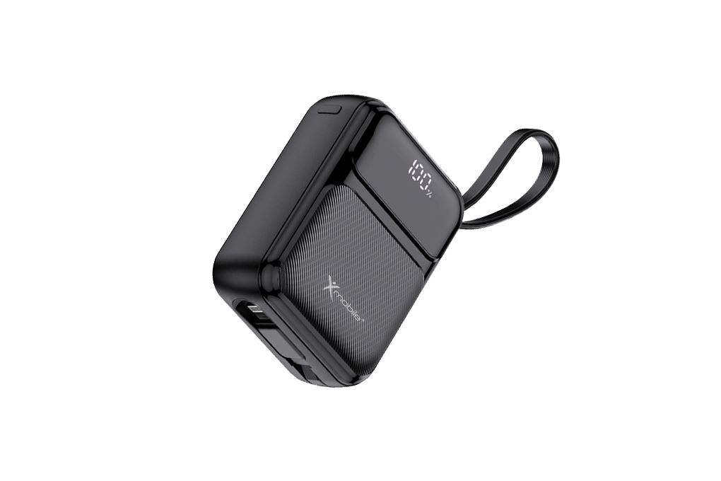 Pin sạc dự phòng Polymer 10000mAh Type C PD QC 3.0 22.5W Xmobile MiniGo G653 kèm Cáp Lightning và Type C Màu Đen